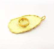 Gold Pendant Blank Base Setting Necklace Blank Resin Blank Mountings Gold Plated Brass ( 42x23mm blank ) G8926
