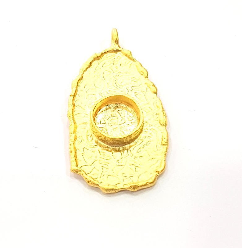 Gold Pendant Blank Base Setting Necklace Blank Resin Blank Mountings Gold Plated Brass ( 42x23mm blank ) G8926