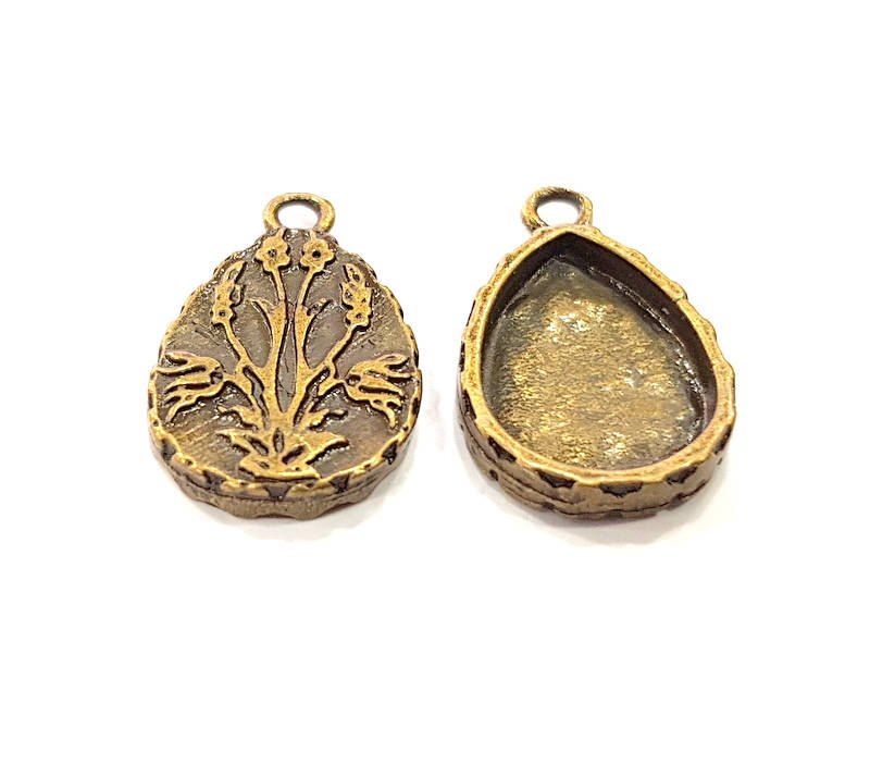 6 Antique Bronze Pendant Blank inlay Blank Mosaic Blank Resin Blank Bezel Base Setting Mountings Antique Bronze Plated (22x14mm) G8927