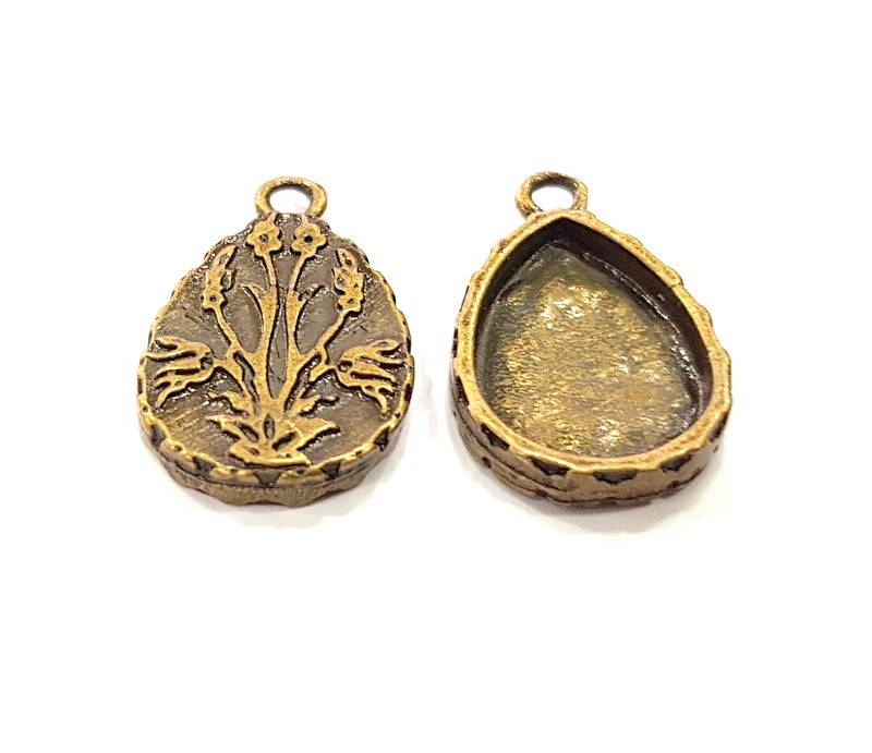 6 Antique Bronze Pendant Blank inlay Blank Mosaic Blank Resin Blank Bezel Base Setting Mountings Antique Bronze Plated (22x14mm) G8927