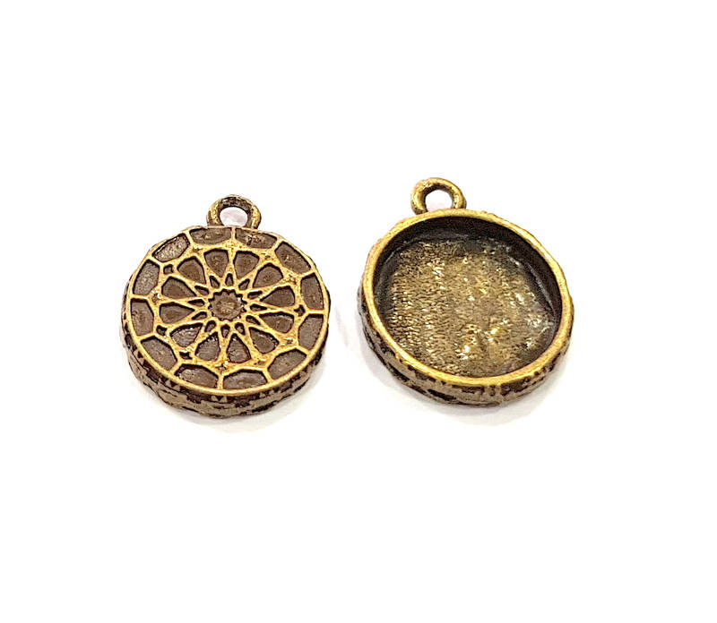 6 Antique Bronze Pendant Blank inlay Blank Mosaic Blank Resin Blank Bezel Base Setting Mountings Antique Bronze Plated (14mm) G8928