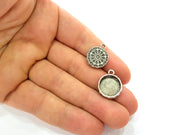4 Silver Pendant Blank Mosaic Base Blank inlay Blank Necklace Blank Resin Blank Mountings Antique Silver Plated  (17mm blank)  G8929