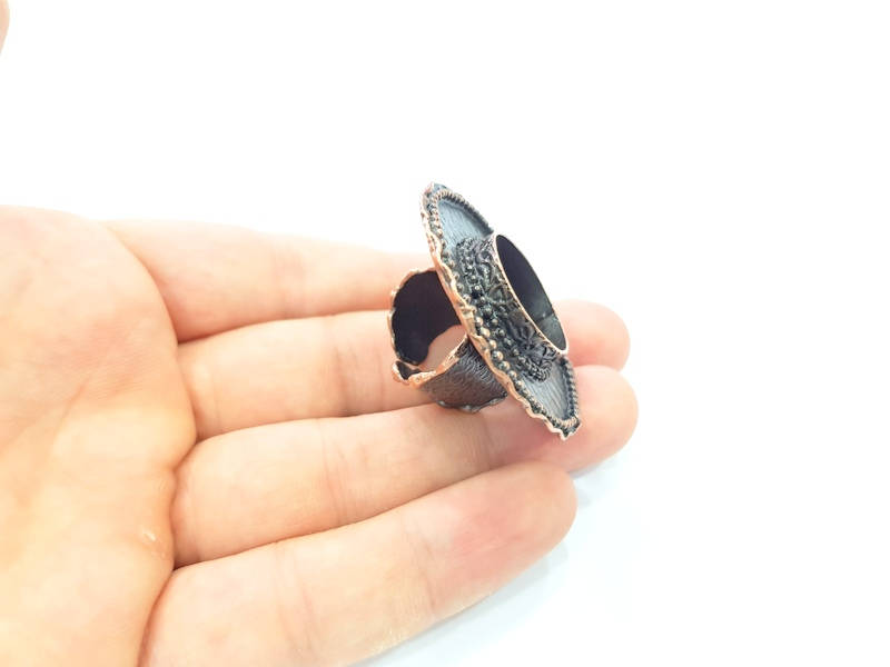 Copper Ring Blank inlay Ring Blank Mosaic Ring Bezel Base Settings Cabochon Mountings (20mm blank ) Antique Copper Plated Brass G8931