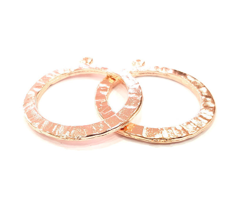 Rose Gold Circle Charms Rose Gold Plated Connectors (36 mm)  G8933