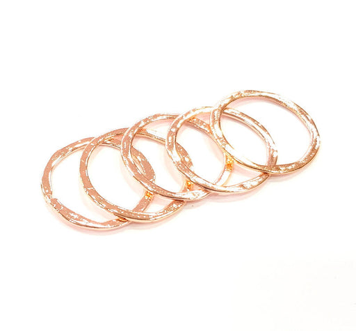 5 Rose Gold Circle Charms Rose Gold Plated Connectors (24 mm)  G10193