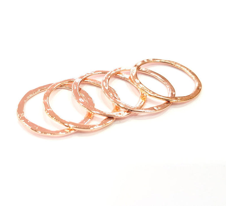 5 Rose Gold Circle Charms Rose Gold Plated Connectors (24 mm)  G10193