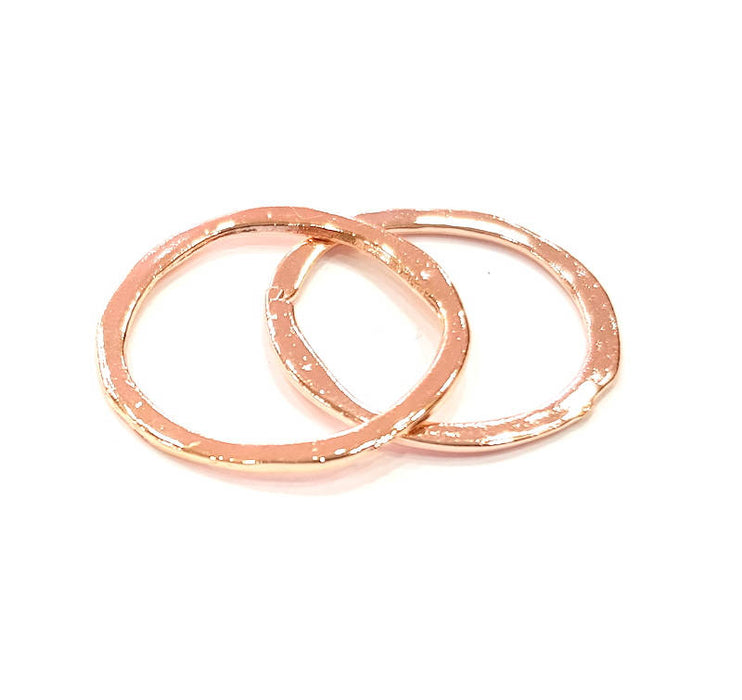 5 Rose Gold Circle Charms Rose Gold Plated Connectors (28 mm)  G8938