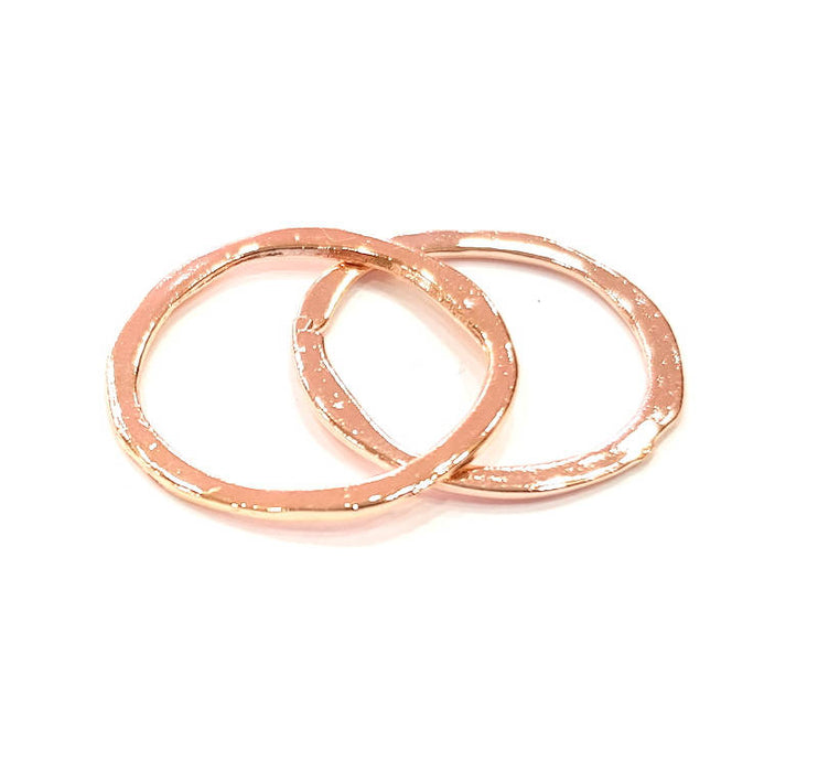 5 Rose Gold Circle Charms Rose Gold Plated Connectors (24 mm)  G10193