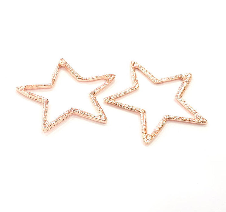 2 Rose Gold Star Pendant Rose Gold Plated Pendant (44 mm) G8939