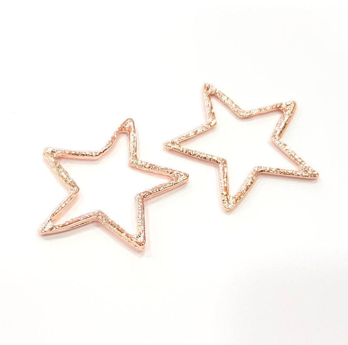 2 Rose Gold Star Pendant Rose Gold Plated Pendant (44 mm) G8939