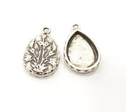 6 Silver Pendant Blank Mosaic Base Blank inlay Blank Necklace Blank Resin Blank Mountings Antique Silver Plated  (18x13mm blank)  G8930