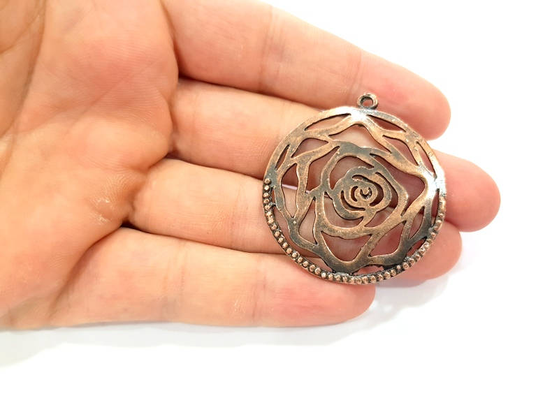 2 Antique Copper Pendant Antique Copper Plated Pendant (41mm) G8943