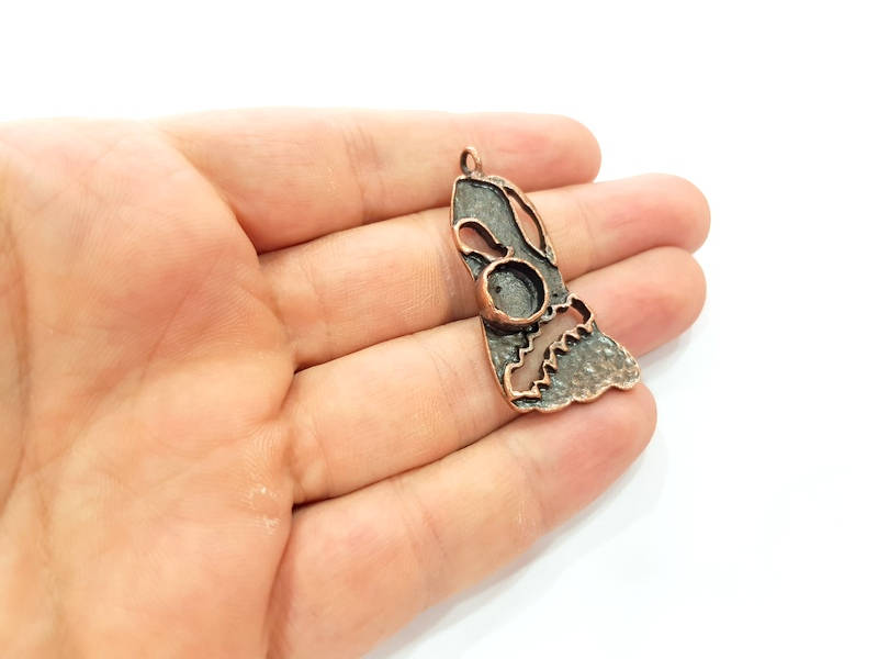 Antique Copper Pendant Blank Mosaic Base Blank inlay Blank Necklace Blank Resin Blank Mountings Antique Copper Plated Brass (47x23mm) G8946