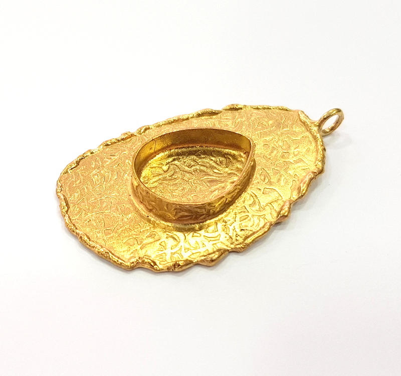 Raw Brass Pendant Blank Mosaic Base Blank inlay Blank Necklace Blank Resin Blank Mountings Cabochon Bezel Base  (20x15mm blank) G8950