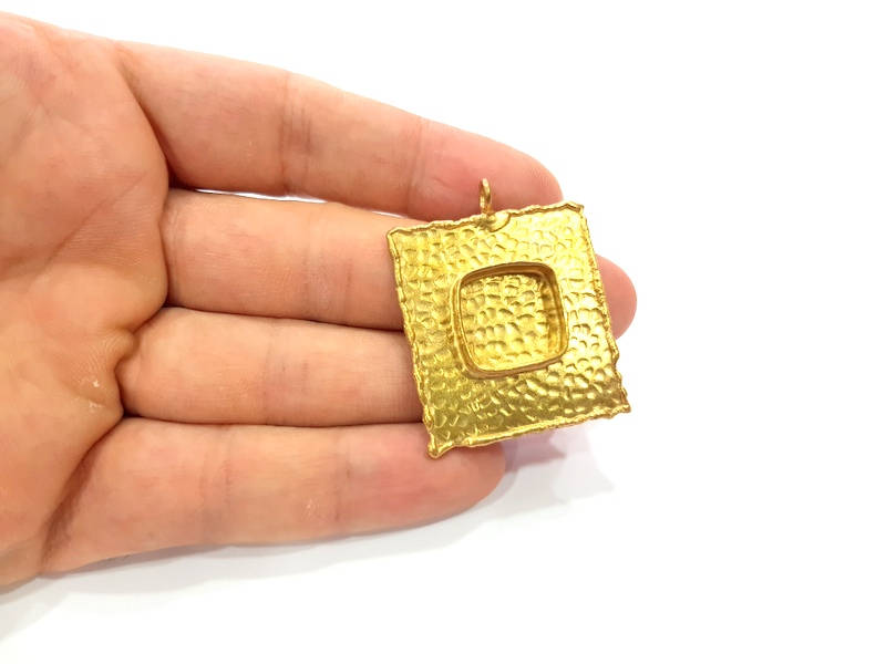 Raw Brass Pendant Blank Mosaic Base Blank inlay Blank Necklace Blank Resin Blank Mountings Cabochon Bezel Base  (15x15mm blank) G8952