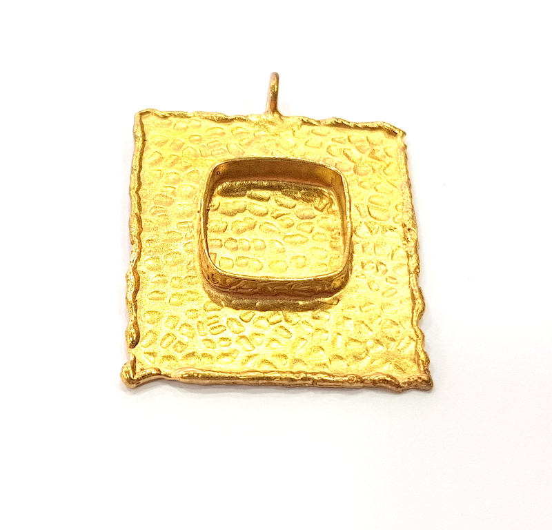 Raw Brass Pendant Blank Mosaic Base Blank inlay Blank Necklace Blank Resin Blank Mountings Cabochon Bezel Base  (15x15mm blank) G8952