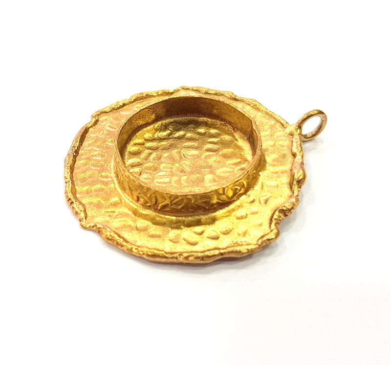 Raw Brass Pendant Blank Mosaic Base Blank inlay Blank Necklace Blank Resin Blank Mountings Cabochon Bezel Base  (20mm blank) G8953