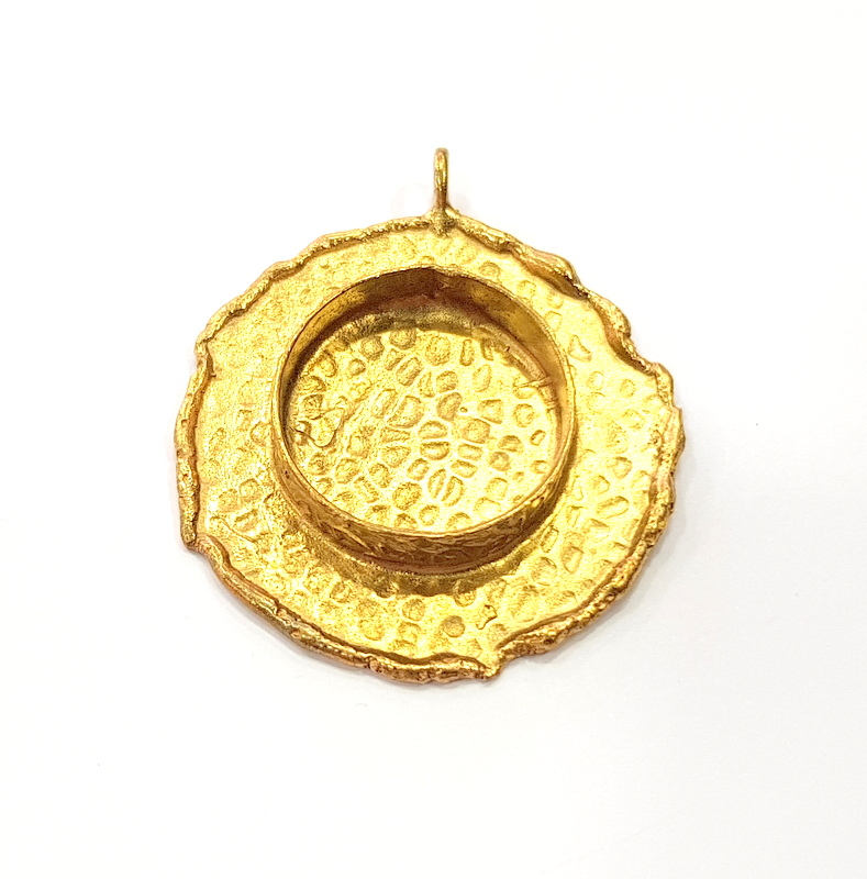 Raw Brass Pendant Blank Mosaic Base Blank inlay Blank Necklace Blank Resin Blank Mountings Cabochon Bezel Base  (20mm blank) G8953