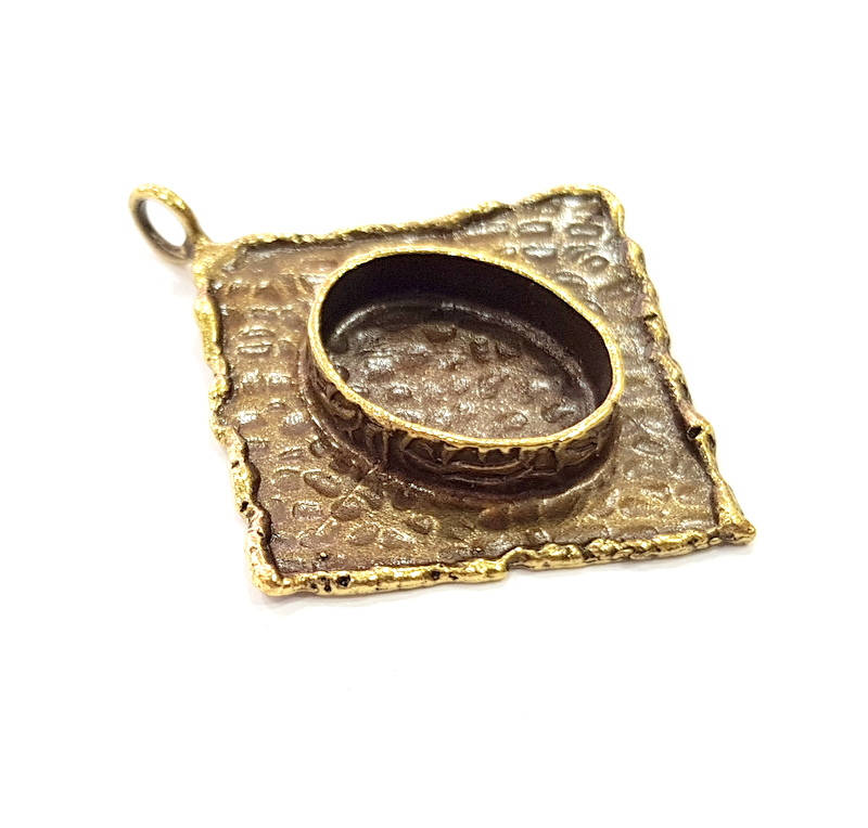 Antique Bronze Pendant Blank inlay Blank Mosaic Blank Resin Blank Bezel Base Setting Mountings Antique Bronze Plated Brass ( 44x39mm ) G8955