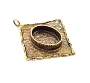 Antique Bronze Pendant Blank inlay Blank Mosaic Blank Resin Blank Bezel Base Setting Mountings Antique Bronze Plated Brass ( 44x39mm ) G8955