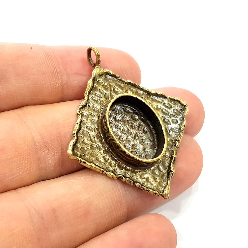 Antique Bronze Pendant Blank inlay Blank Mosaic Blank Resin Blank Bezel Base Setting Mountings Antique Bronze Plated Brass ( 44x39mm ) G8955