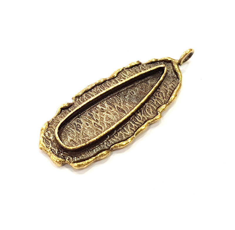 Antique Bronze Pendant Blank inlay Blank Mosaic Blank Resin Blank Bezel Base Setting Mountings Antique Bronze Plated Brass ( 48x18mm ) G8956