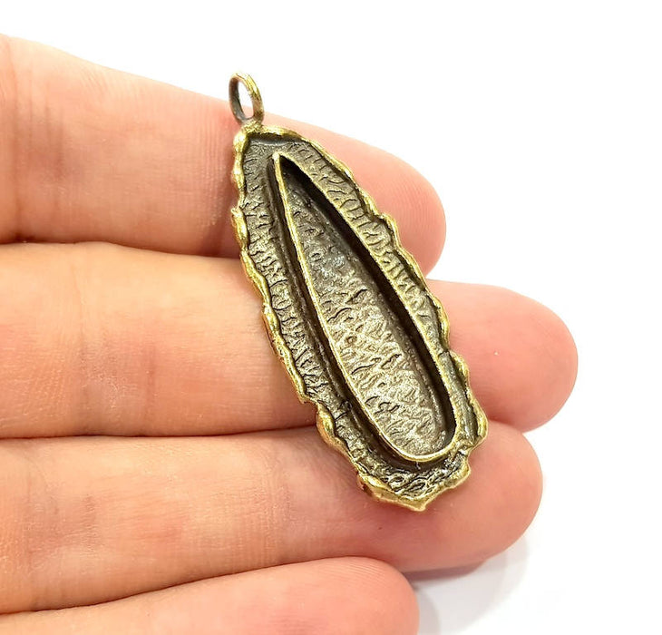 10 Antique Bronze Pendant Blank inlay Blank Mosaic Blank Resin Blank Base Setting Mountings Antique Bronze Plated Brass ( 48x18mm ) G8956