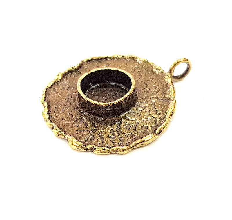 Antique Bronze Pendant Blank inlay Blank Mosaic Blank Resin Blank Bezel Base Setting Mountings Antique Bronze Plated Brass ( 28mm ) G8957
