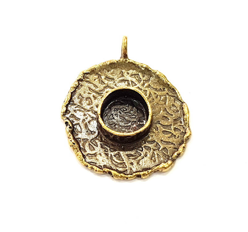 Antique Bronze Pendant Blank inlay Blank Mosaic Blank Resin Blank Bezel Base Setting Mountings Antique Bronze Plated Brass ( 28mm ) G8957