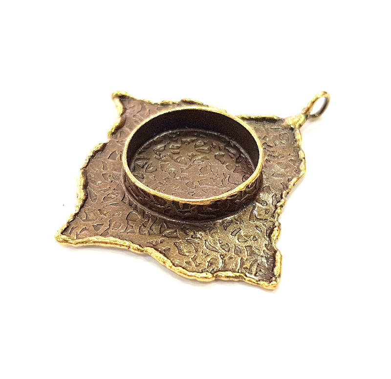 Antique Bronze Pendant Blank inlay Blank Mosaic Blank Resin Blank Bezel Base Setting Mountings Antique Bronze Plated Brass ( 54x48mm ) G8964
