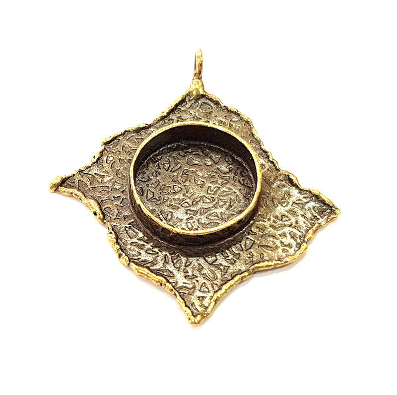 Antique Bronze Pendant Blank inlay Blank Mosaic Blank Resin Blank Bezel Base Setting Mountings Antique Bronze Plated Brass ( 54x48mm ) G8964