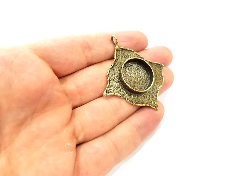 Antique Bronze Pendant Blank inlay Blank Mosaic Blank Resin Blank Bezel Base Setting Mountings Antique Bronze Plated Brass ( 54x48mm ) G8964