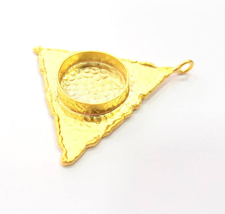 Gold Pendant Blank Necklace Blank Resin Blank Mosaic Blank İnlay Blank Mountings Bezel Base Gold Plated Brass  (41mm blank ) G8970