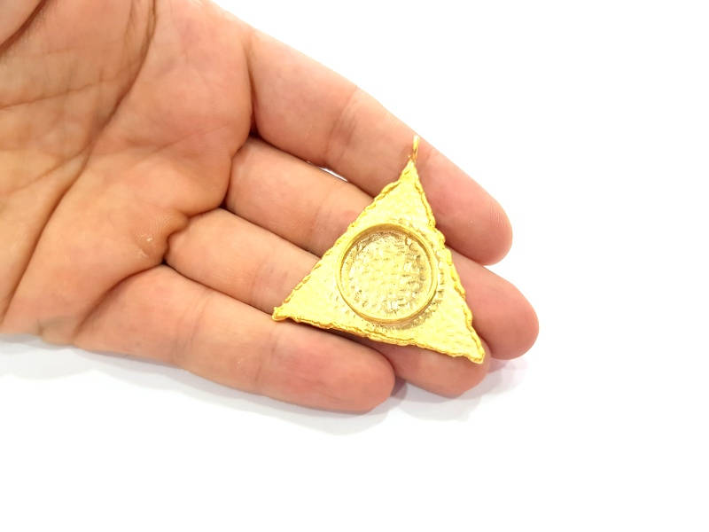 Gold Pendant Blank Necklace Blank Resin Blank Mosaic Blank İnlay Blank Mountings Bezel Base Gold Plated Brass  (41mm blank ) G8970