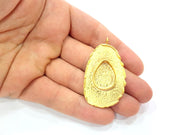 Gold Pendant Blank Necklace Blank Resin Blank Mosaic Blank İnlay Blank Mountings Bezel Base Gold Plated Brass  (48x30mm blank ) G8971