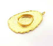 Gold Pendant Blank Necklace Blank Resin Blank Mosaic Blank İnlay Blank Mountings Bezel Base Gold Plated Brass  (48x30mm blank ) G8971
