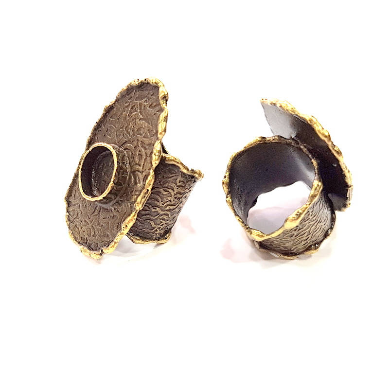 Antique Bronze Ring Blank inlay Ring Blank Mosaic Bezel Base Settings Cabochon Mountings (10mm Blank ) Antique Bronze Plated Brass G8974