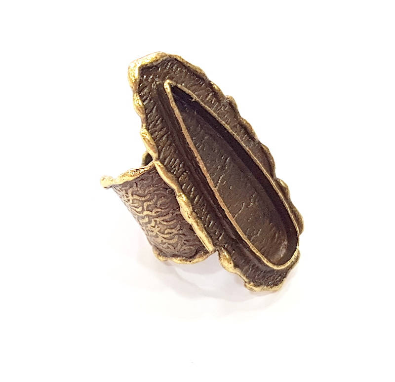 Antique Bronze Ring Blank inlay Ring Blank Mosaic Bezel Base Settings Cabochon Mountings (35x10mm Blank ) Antique Bronze Plated Brass G8975