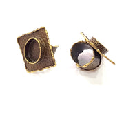 Antique Bronze Ring Blank inlay Ring Blank Mosaic Bezel Base Settings Cabochon Mountings (18x13mm Blank ) Antique Bronze Plated Brass G8976