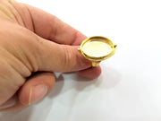 Gold Ring Blank inlay Ring Settings Mosaic Ring Bezel Base Cabochon Mountings Adjustable (25x18mm blank ) Gold Plated Brass G8977