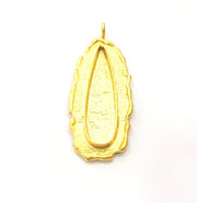 Gold Pendant Blank Base Setting Necklace Blank Resin Blank inlay blank Mosaic Blank Mountings Gold Plated Brass ( 48x19mm blank ) G8980