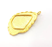 Gold Pendant Blank Base Setting Necklace Blank Resin Blank inlay blank Mosaic Blank Mountings Gold Plated Brass ( 47x28mm blank ) G8982