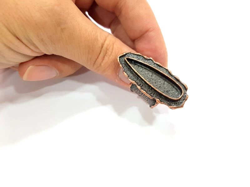 Copper Ring Blank inlay Ring Blank Mosaic Ring Bezel Base Settings Cabochon Mountings (33x10mm blank ) Antique Copper Plated Brass G8984