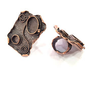 Copper Ring Blank inlay Ring Blank Mosaic Ring Bezel Base Setting Cabochon Mounting (18x13mm and 10mmblank)Antique Copper Plated Brass G8985