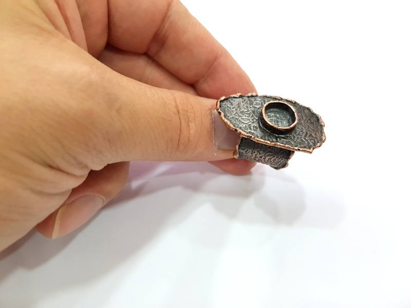 Copper Ring Blank inlay Ring Blank Mosaic Ring Bezel Base Settings Cabochon Mountings (10mm blank ) Antique Copper Plated Brass G8988