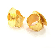 Gold Ring Settings Blanks inlay Ring Mosaic Ring Bezel Base Cabochon Mountings Adjustable (10mm blank ) Gold Plated Brass G8990