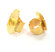 Gold Ring Settings Blanks inlay Ring Mosaic Ring Bezel Base Cabochon Mountings Adjustable (10mm blank ) Gold Plated Brass G8989