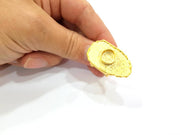 Gold Ring Settings Blanks inlay Ring Mosaic Ring Bezel Base Cabochon Mountings Adjustable (10mm blank ) Gold Plated Brass G8989