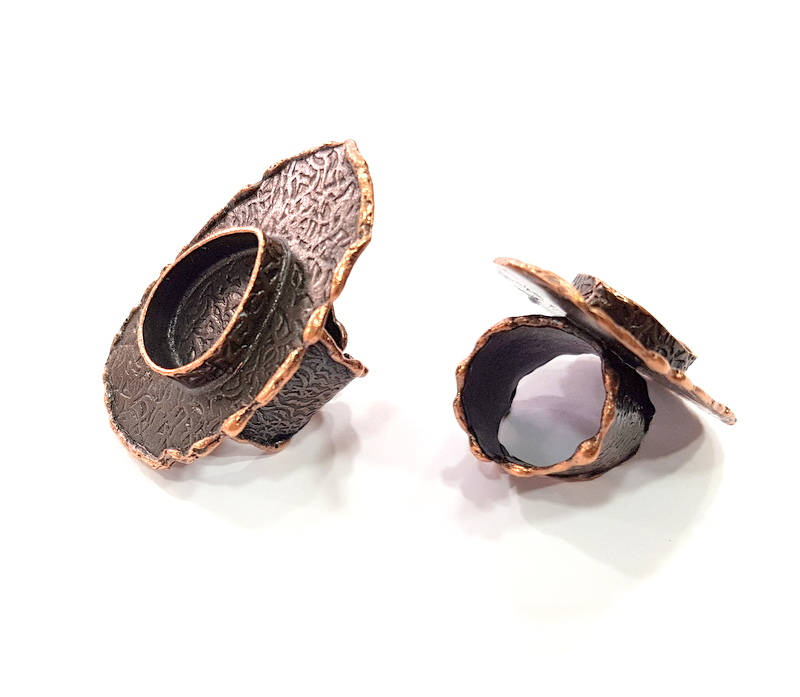 Copper Ring Blank inlay Ring Blank Mosaic Ring Bezel Base Settings Cabochon Mountings (20x15mm blank ) Antique Copper Plated Brass G8993