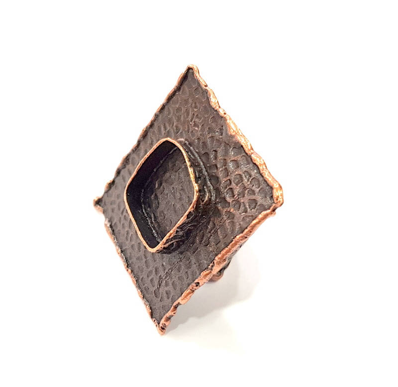 Copper Ring Blank inlay Ring Blank Mosaic Ring Bezel Base Settings Cabochon Mountings (20x20mm blank ) Antique Copper Plated Brass G8994